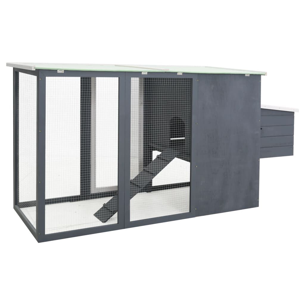 vidaXL Outdoor Chicken Cage Hen House with 1 Egg Cage Grey Wood