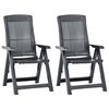 vidaXL Reclining Folding Chairs 2 pcs Plastic Anthracite