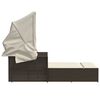 vidaXL Double Sun Lounger with Canopy and Cushions Brown Poly Rattan