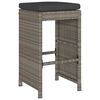 vidaXL Garden Bar Stools with Cushions 2 pcs Grey Poly Rattan