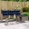 vidaXL Garden Sofa with Table and Cushions L-Shaped Grey Poly Rattan