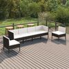 vidaXL 6 Piece Garden Lounge Set with Cushions Poly Rattan Black