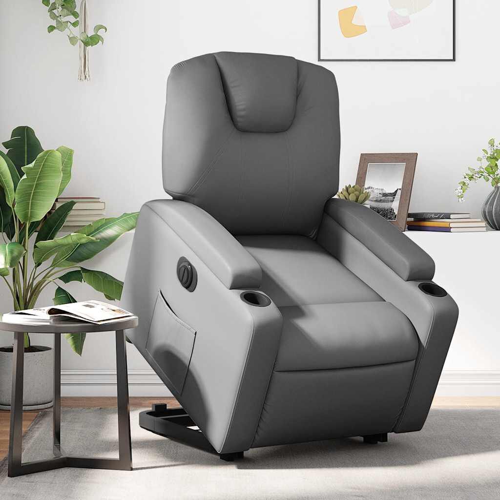 vidaXL Electric Stand up Recliner Chair Grey Faux Leather