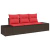 vidaXL Sofa Set with Cushion 3 pcs Brown Poly Rattan