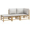 vidaXL 3 Piece Garden Lounge Set with Light Grey Cushions Bamboo