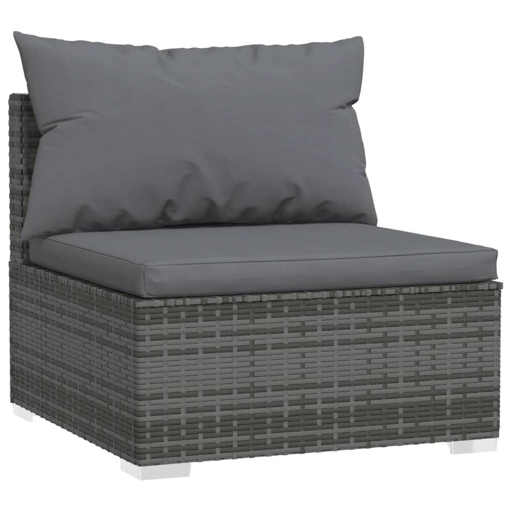 vidaXL 3 Piece Garden Lounge Set with Cushions Poly Rattan Grey