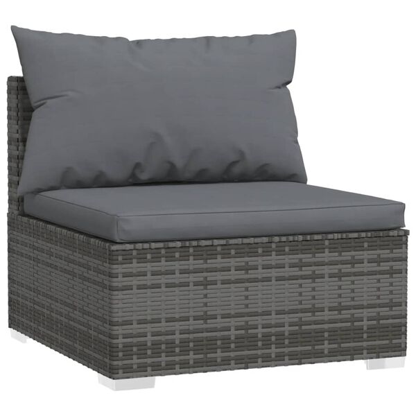 vidaXL 3 Piece Garden Lounge Set with Cushions Poly Rattan Grey