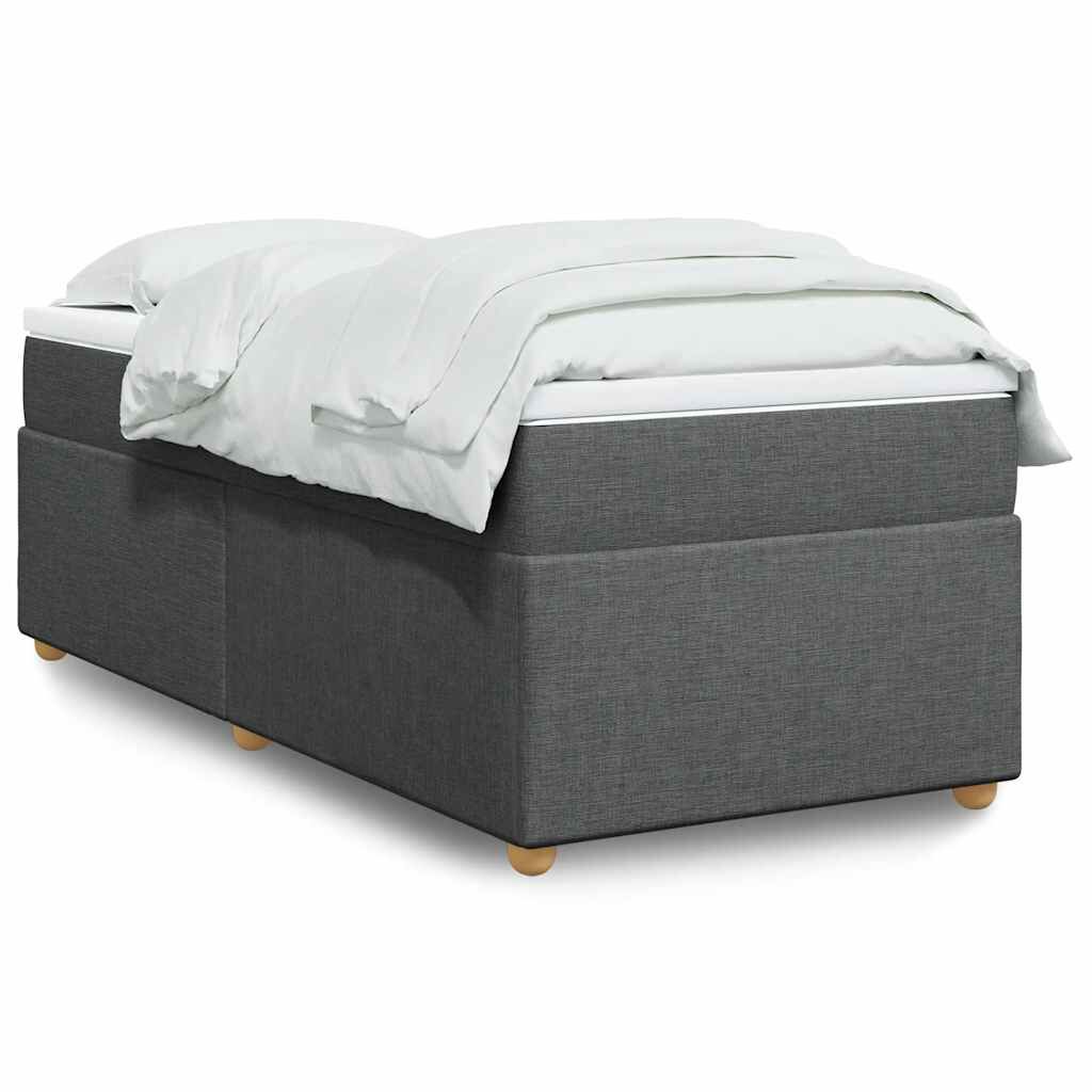 vidaXL Box Spring Bed with Mattress Dark Grey Twin XL Fabric