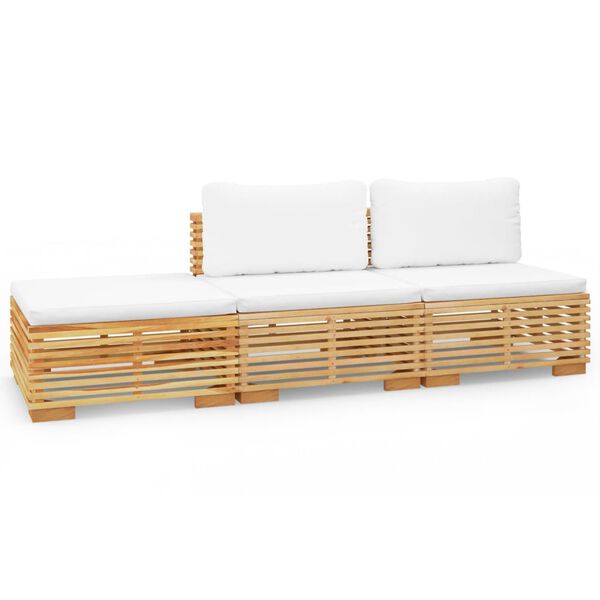 vidaXL 3 Piece Garden Lounge Set with Cushions Solid Teak Wood