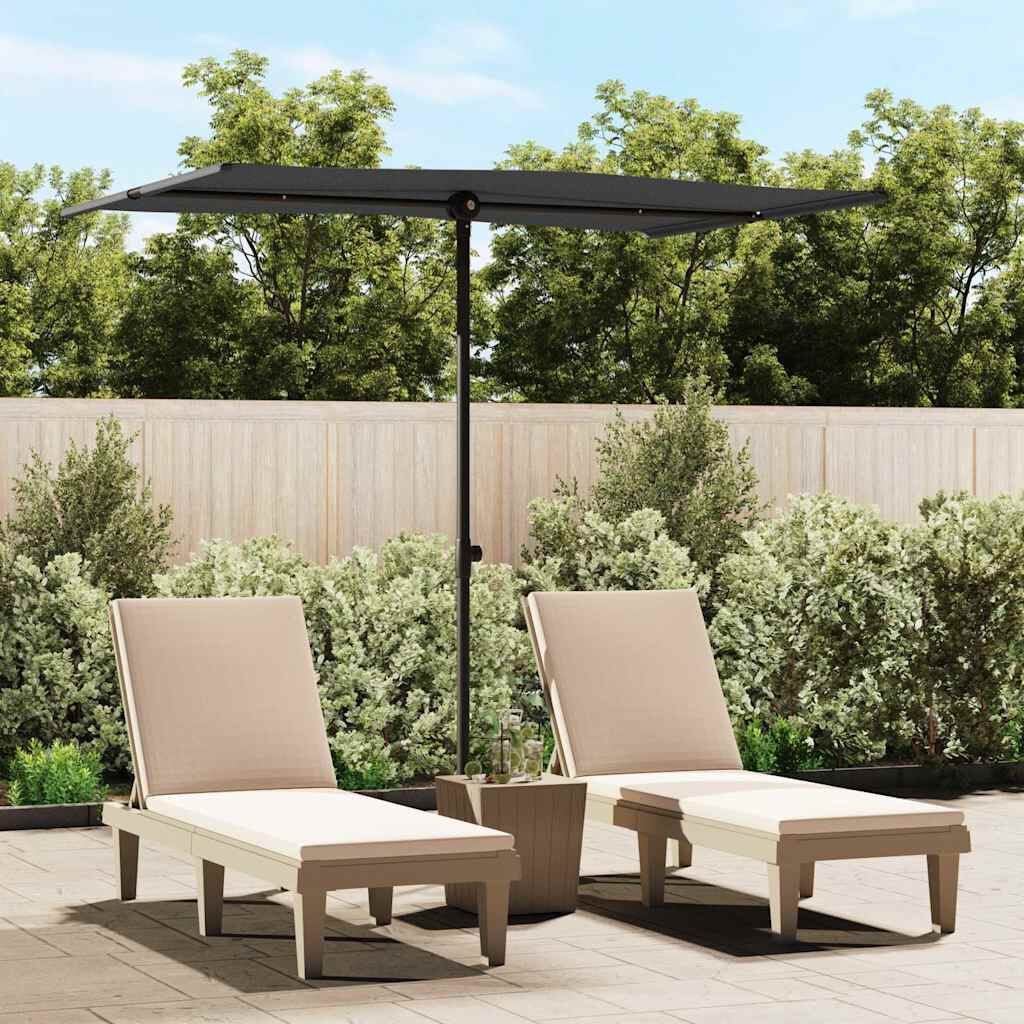 vidaXL Garden Parasol with Aluminium Pole 2x1.5 m Black