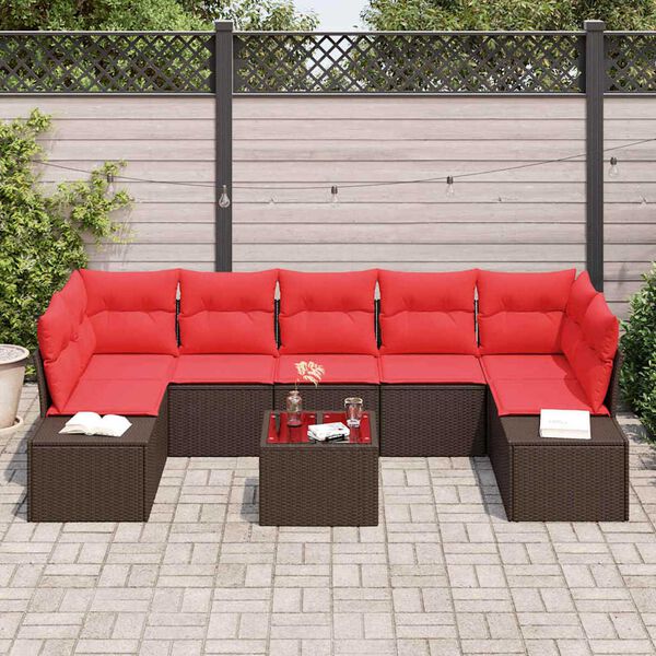 vidaXL Garden Sofa Set 8 pcs Brown Poly rattan