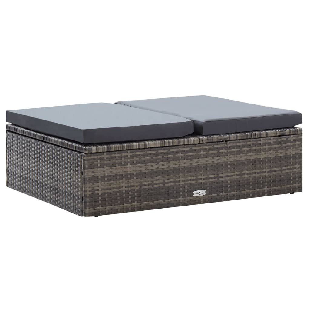 vidaXL 2 Piece Garden Lounge Set with Cushions Poly Rattan Grey