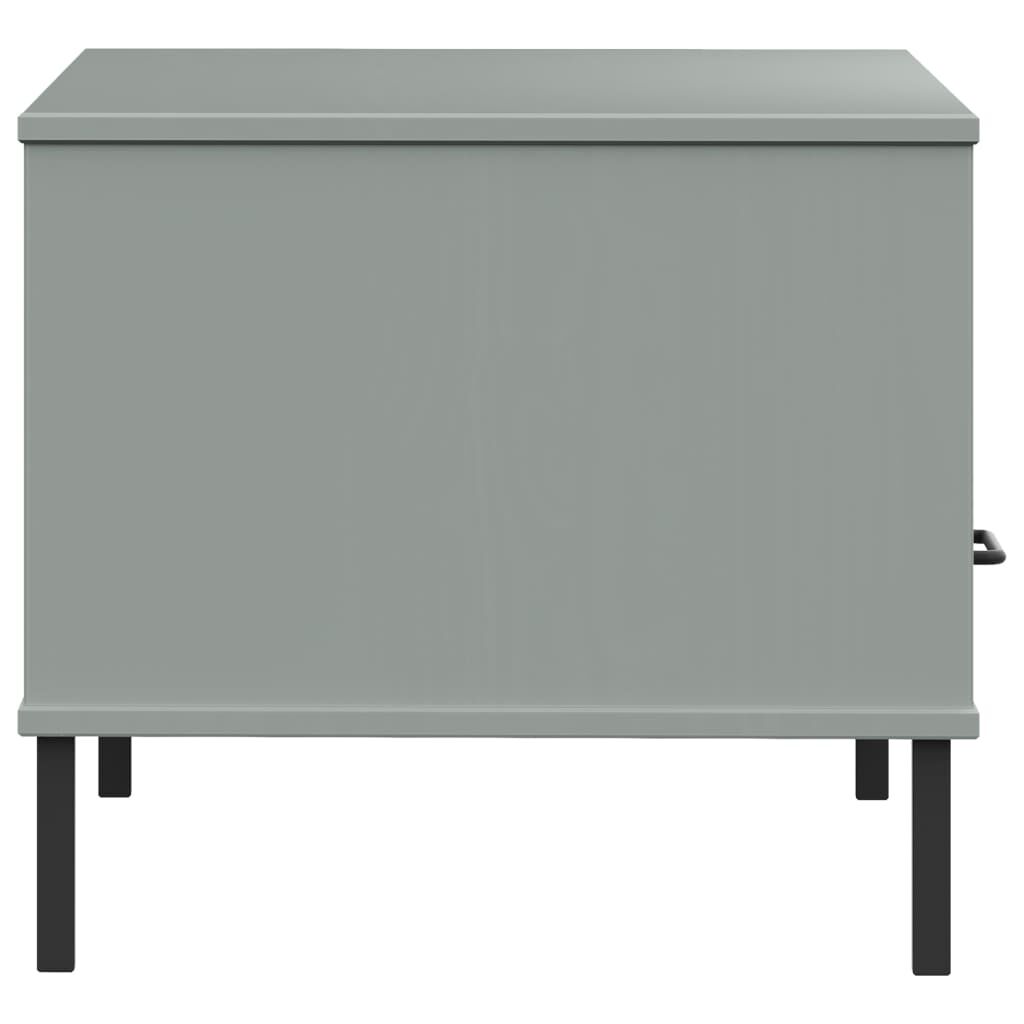 vidaXL Coffee Table with Metal Legs Grey 85x50x45 cm Solid Wood OSLO