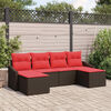 vidaXL Sofa Set with Cushion 6 pcs Brown Poly Rattan
