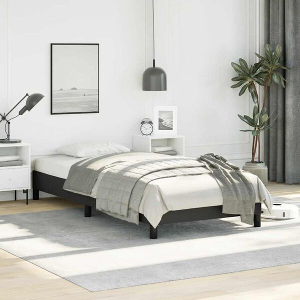 vidaXL Bed Frame without Mattress Black 100x190 cm Twin Faux Leather