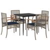 vidaXL 5 Piece Garden Dining Set with Cushions Grey Poly Rattan