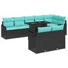 vidaXL Garden Sofa Set with Cushion 9 pcs Black Poly rattan