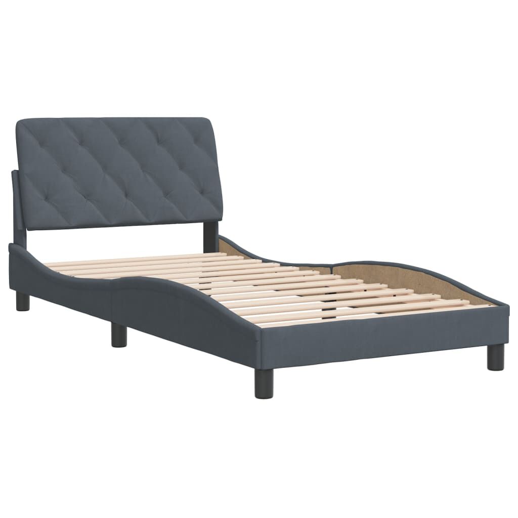 vidaXL Bed Frame without Mattress Dark Grey 100x190 cm Velvet