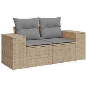 vidaXL Garden Sofa with Cushions 2-Seater Beige Poly Rattan