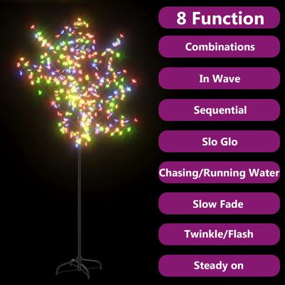 vidaXL Christmas Tree 200 LEDs Colourful Light Cherry Blossom 180 cm