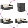 vidaXL 5 Piece Garden Sofa Set with Cushions Black Poly Rattan Acacia
