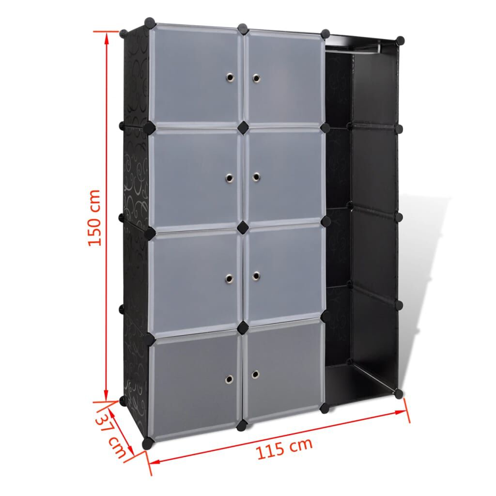 vidaXL Modular Cabinet 9 Compartments 109x36.5x143 cm Black and White