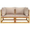 vidaXL Sectional Corner Sofas 2 pcs with Taupe Cushions Solid Wood Acacia