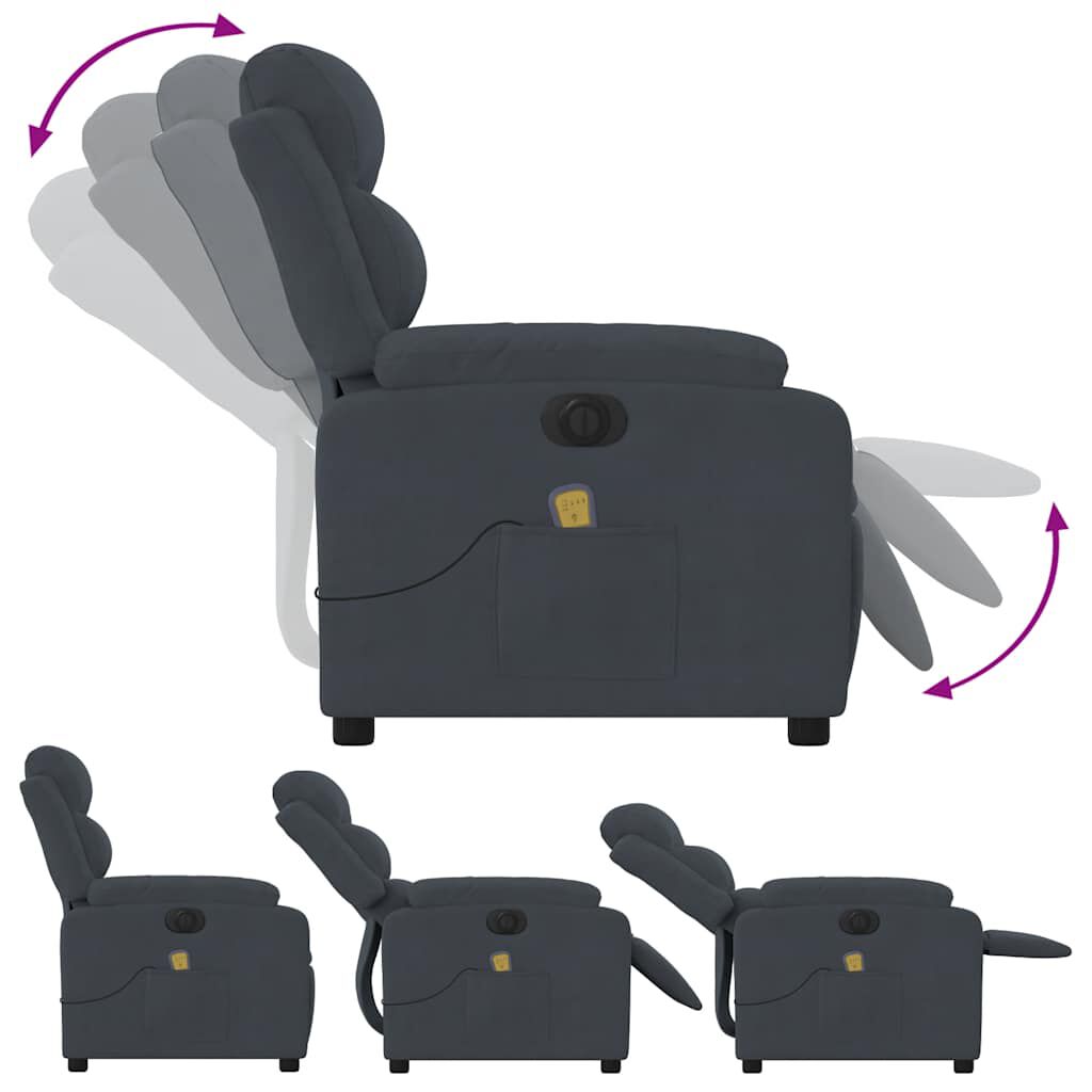 vidaXL Electric Massage Recliner Chair Dark Grey Velvet
