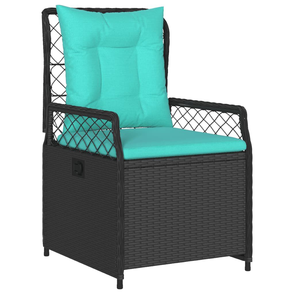 vidaXL Reclining Garden Chairs 2 pcs Black Poly Rattan