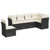 vidaXL 6 Piece Garden Sofa Set with Cushions Black Poly Rattan