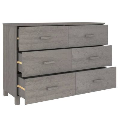 vidaXL Sideboard HAMAR Light Grey 113x40x80 cm Solid Wood Pine