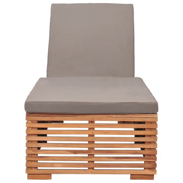 vidaXL Sun Lounger with Dark Grey Cushion Solid Teak Wood