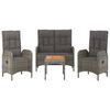 vidaXL 4 Piece Garden Dining Set with Cushions Grey Poly Rattan