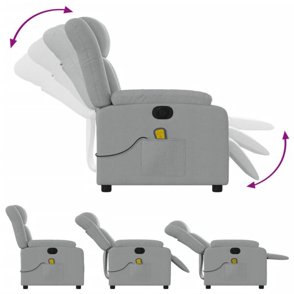 vidaXL Electric Massage Recliner Chair Light Grey Fabric