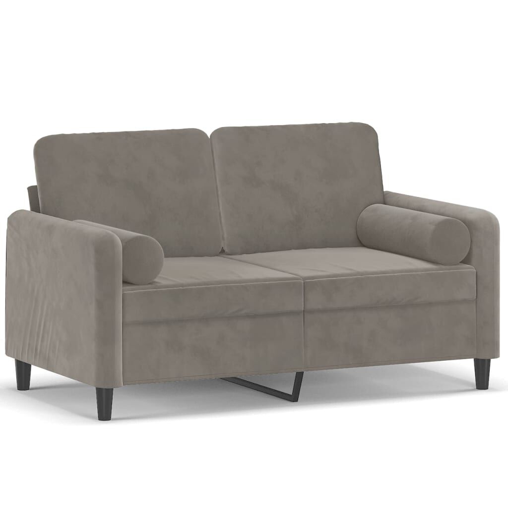 vidaXL 2-Seater Sofa with Pillows&Cushions Light Grey 120 cm Velvet