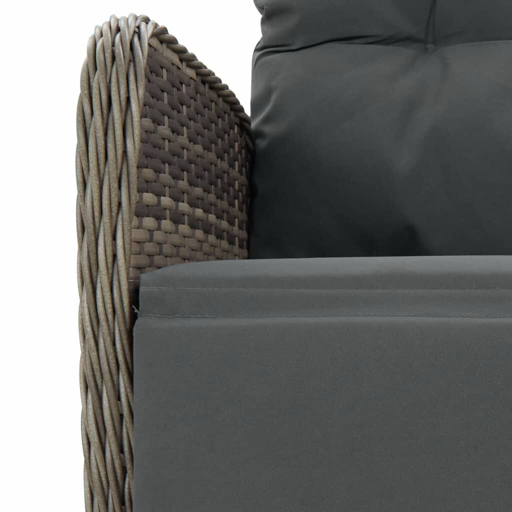 vidaXL 7 Piece Garden Dining Set with Cushions Grey Poly Rattan