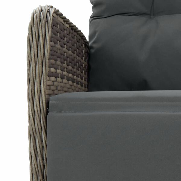 vidaXL 7 Piece Garden Dining Set with Cushions Grey Poly Rattan