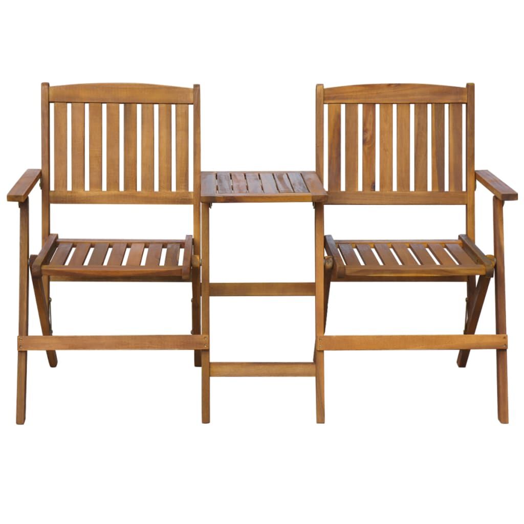 vidaXL Folding Garden Bench with Tea Table 140 cm Solid Acacia Wood
