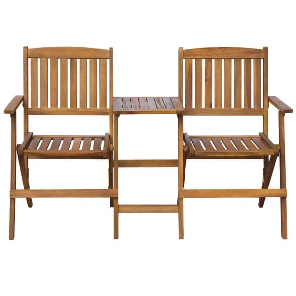 vidaXL Folding Garden Bench with Tea Table 140 cm Solid Acacia Wood