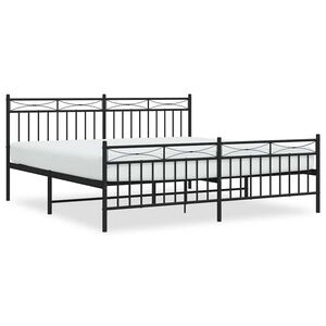 vidaXL Metal Bed Frame without Mattress with Footboard Black 183x213cm