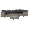 vidaXL 6 Piece Garden Lounge Set with Cushions Grey Poly Rattan