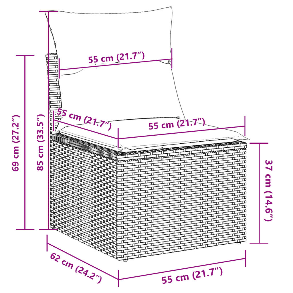 vidaXL 11 Piece Garden Sofa Set with Cushions Grey Poly Rattan