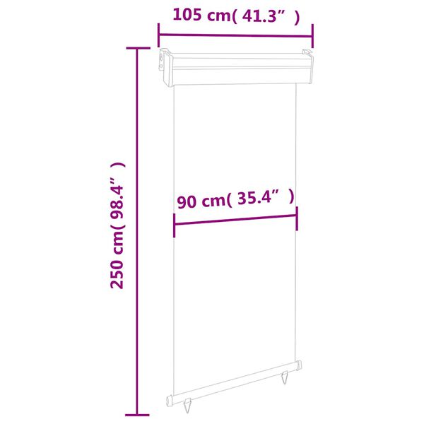 vidaXL Balcony Side Awning 105x250 cm Black
