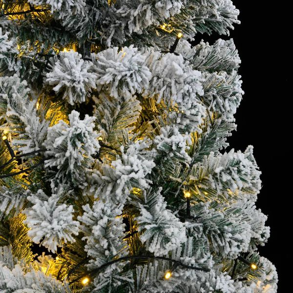 vidaXL Artificial Hinged Christmas Tree 300 LEDs & Flocked Snow 210 cm