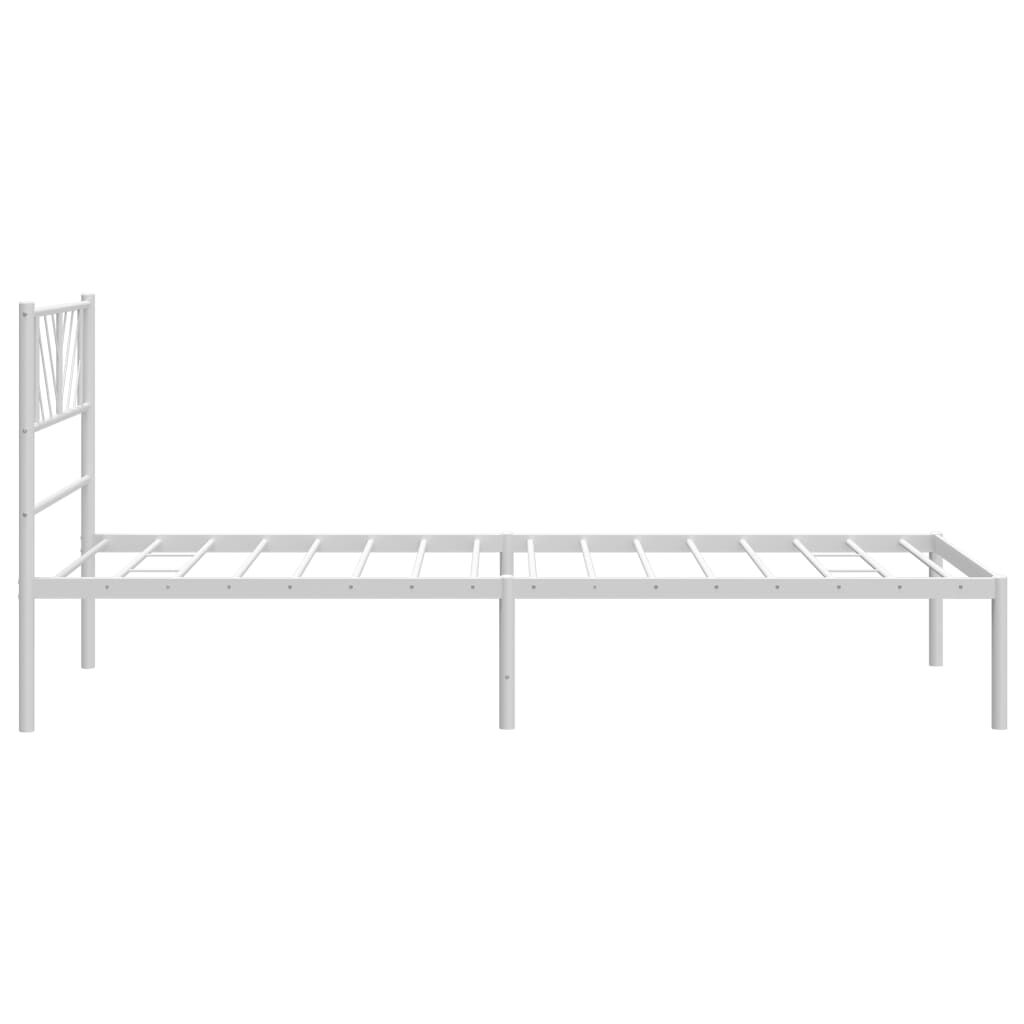 vidaXL Metal Bed Frame without Mattress with Headboard White 100x200cm