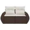 vidaXL Garden Sofa with Cushions 2-Seater Brown Poly Rattan