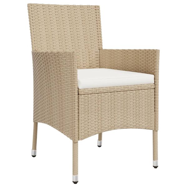 vidaXL 5 Piece Garden Bistro Set with Cushions Beige Poly Rattan