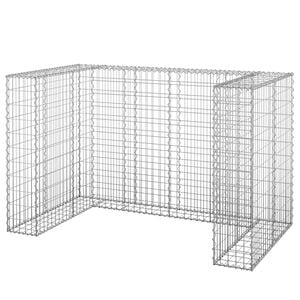 vidaXL Gabion Wall for Garbage Bins Galvanised Steel 180x100x110 cm