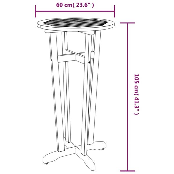 vidaXL Garden Bar Table Ø60x105 cm Solid Wood Acacia
