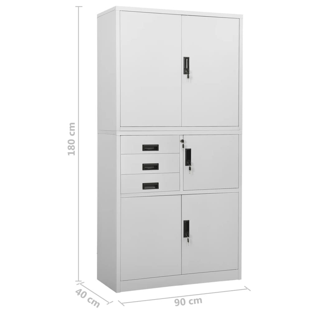 vidaXL Office Cabinet Light Grey 90x40x180 cm Steel